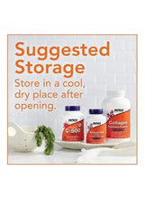 Suggested storage label panel with supplement bottles and cool, dry storage text