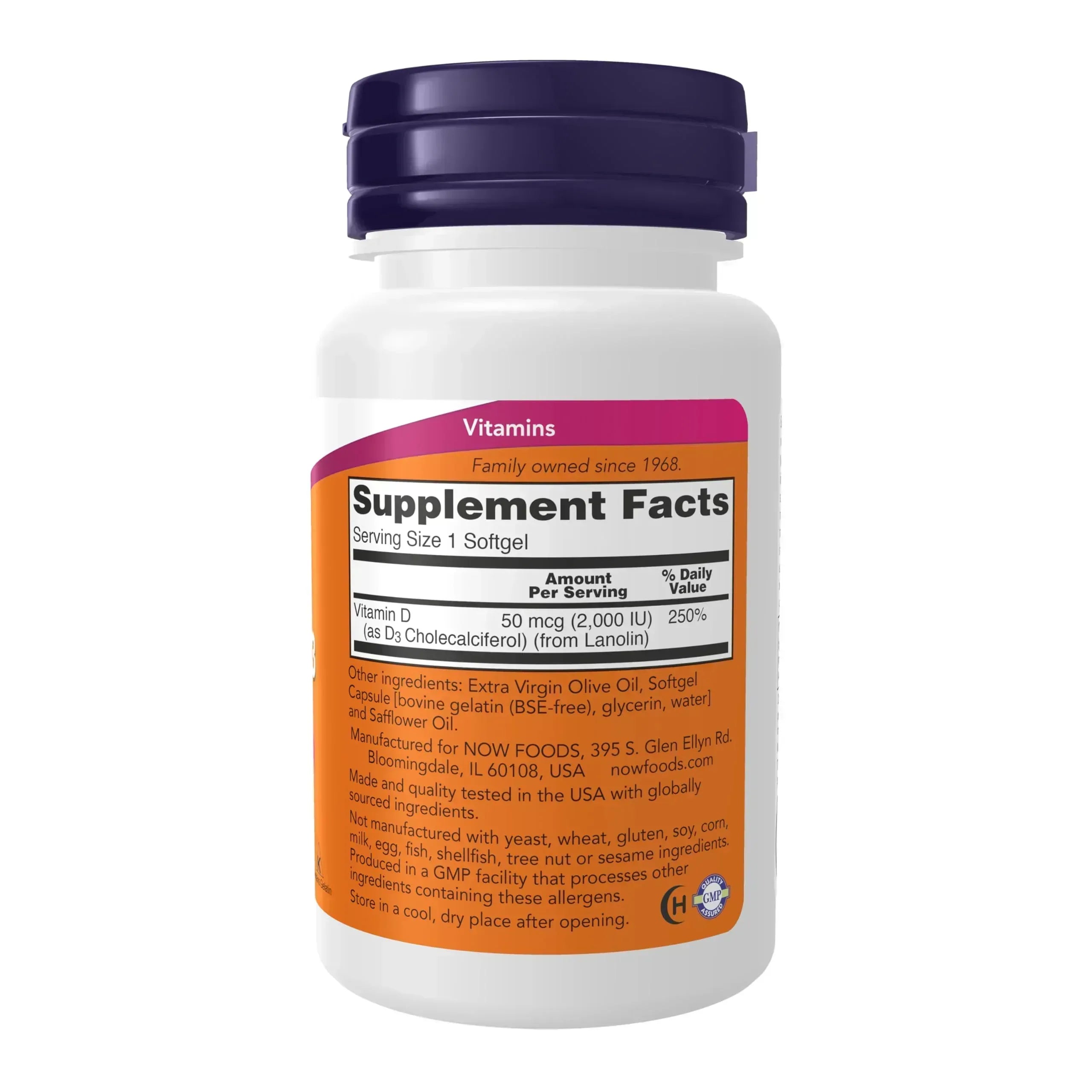 NOW Foods Supplements, Vitamin D-3 2,000 IU, High Potency, Structural Support*, 120 Softgels - Mumzar