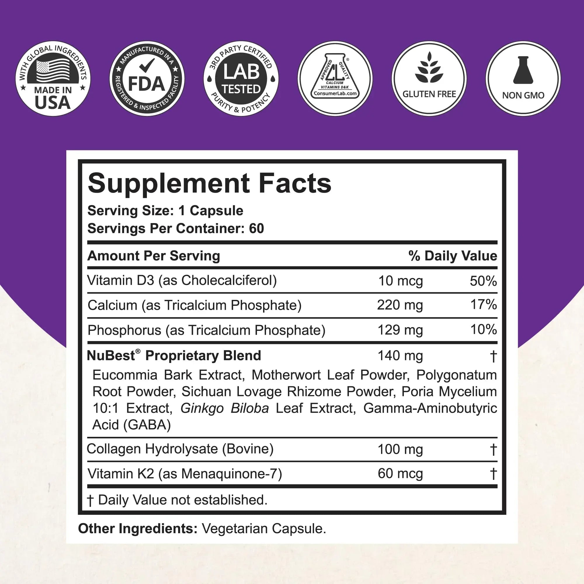 NuBest Tall Height Growth Supplements for Teens - 60 Caps - Mumzar