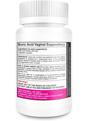 NutraBlast boric acid vaginal suppositories in a secure bottle for women's health and wellness
