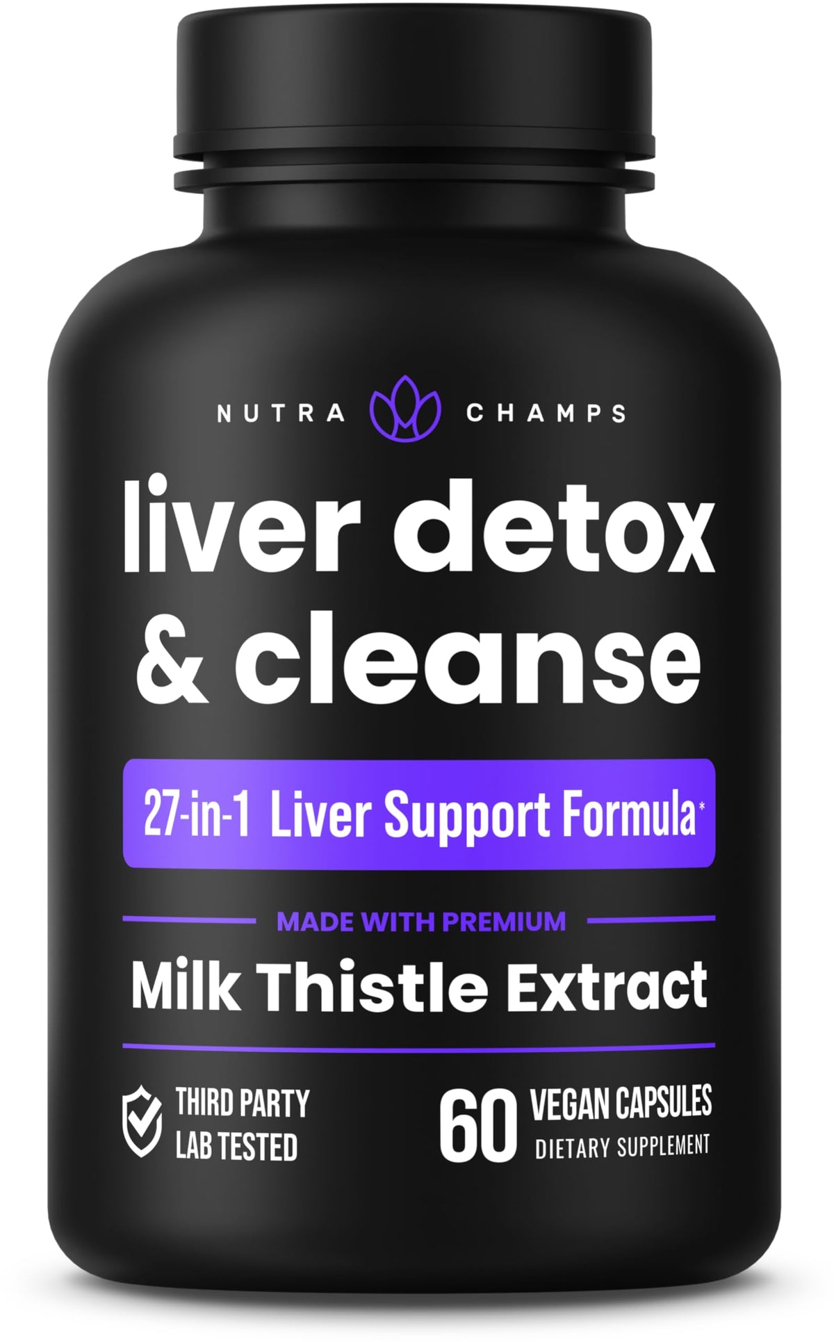 NutraChamps Liver Detox and Cleanse bottle 60 vegan capsules Milk Thistle Extract 27 in 1 support liver detox supplement UAE