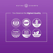 Quality badges panel for liver detox supplement: USA, GMP, gluten free, vegan