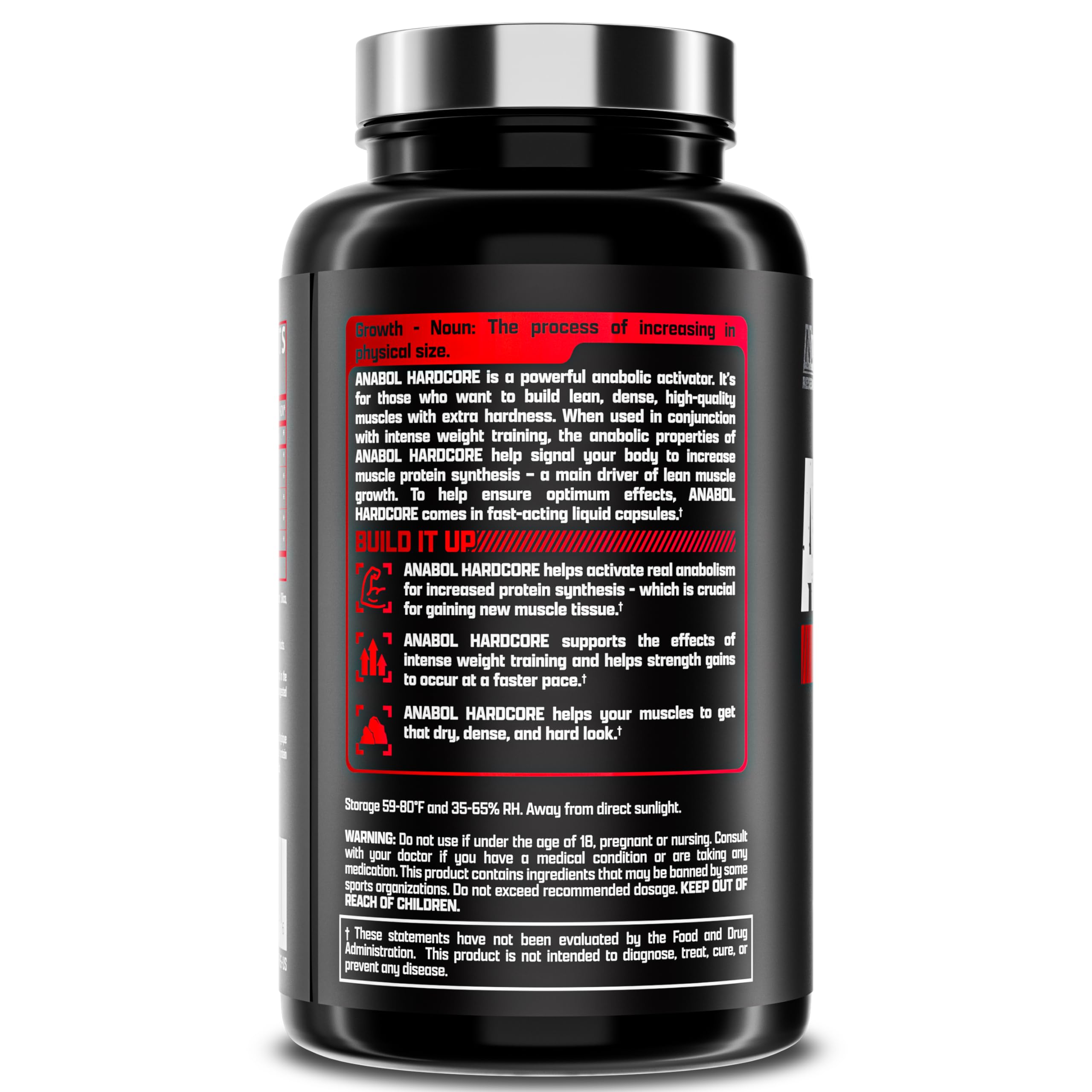 Nutrex Research black supplement bottle back label showing text and warnings for anabolic activator supplement UAE