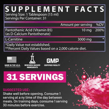 Supplement Facts label for Nutrex liquid carnitine, 31 servings per container