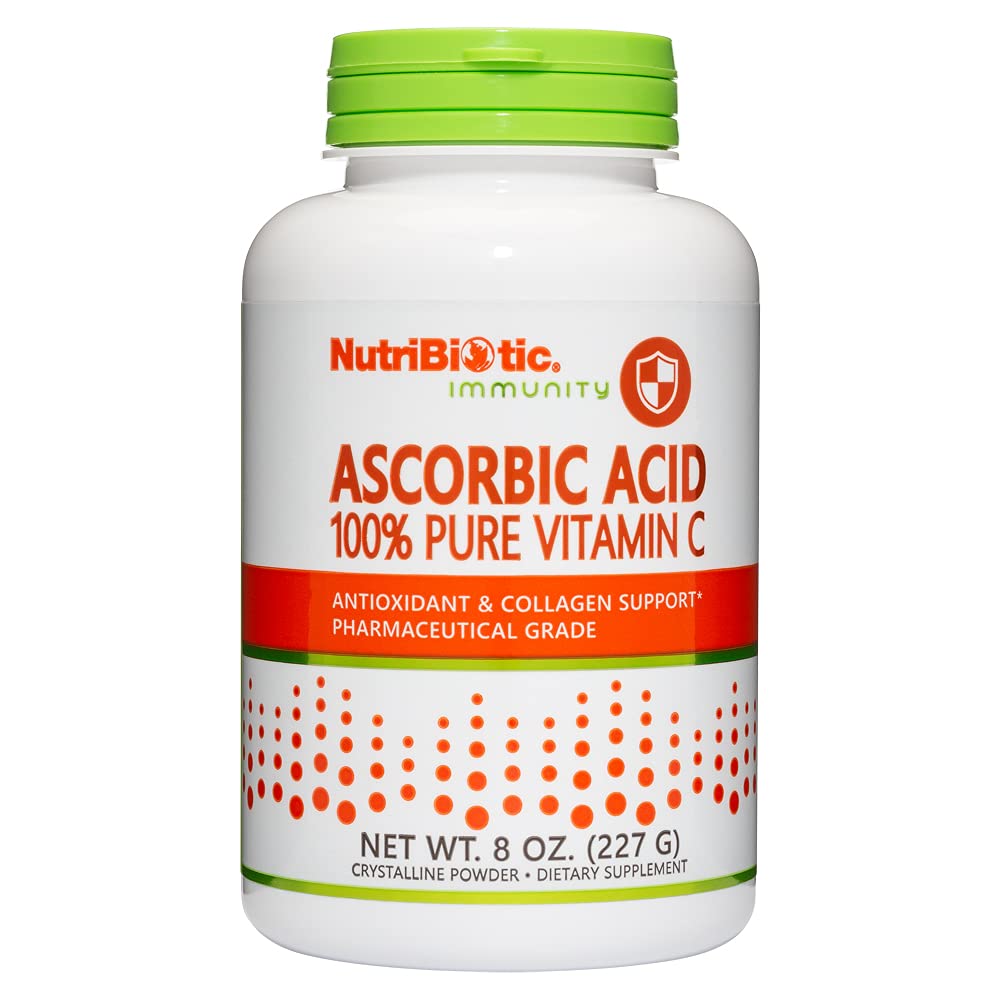NutriBiotic Ascorbic Acid Vitamin C Powder, 8 oz, antioxidant and collagen support in pharmaceutical grade