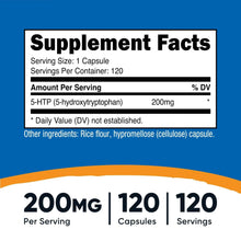 Nutricost Supplement Facts panel for 5-HTP 200 mg per capsule