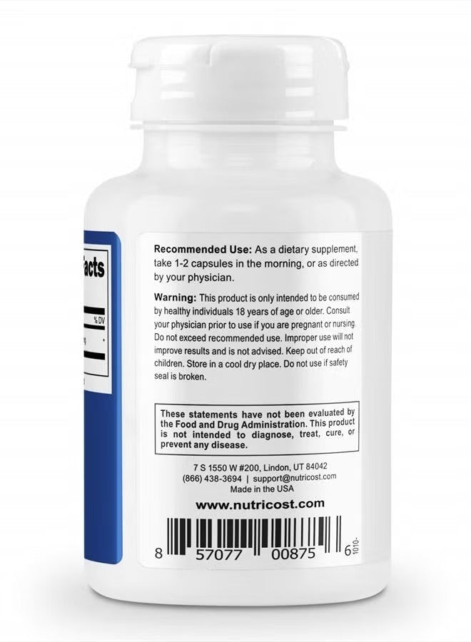 Nutricost CDP choline supplement 300mg bottle with dietary guidelines and usage instructions