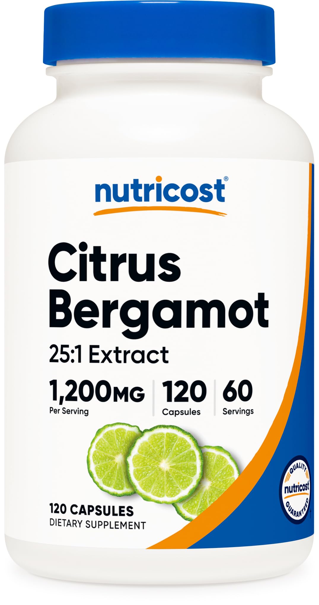 Nutricost Citrus Bergamot capsules 1200mg in a bottle containing 120 dietary supplements