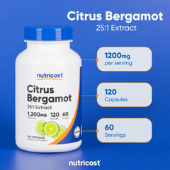 Nutricost Citrus Bergamot capsules 1200mg, 120 capsules with 25:1 extract for dietary support