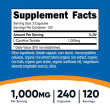 Supplement Facts label panel with serving size and amount per serving for capsules