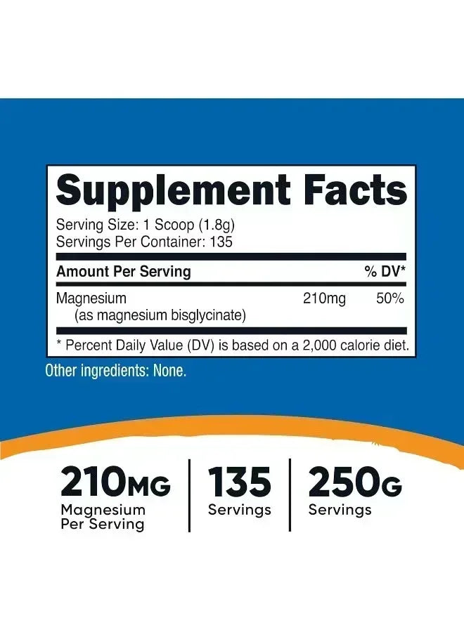 Nutricost Magnesium Bisglycinate Powder – Unflavored, 250g - Mumzar