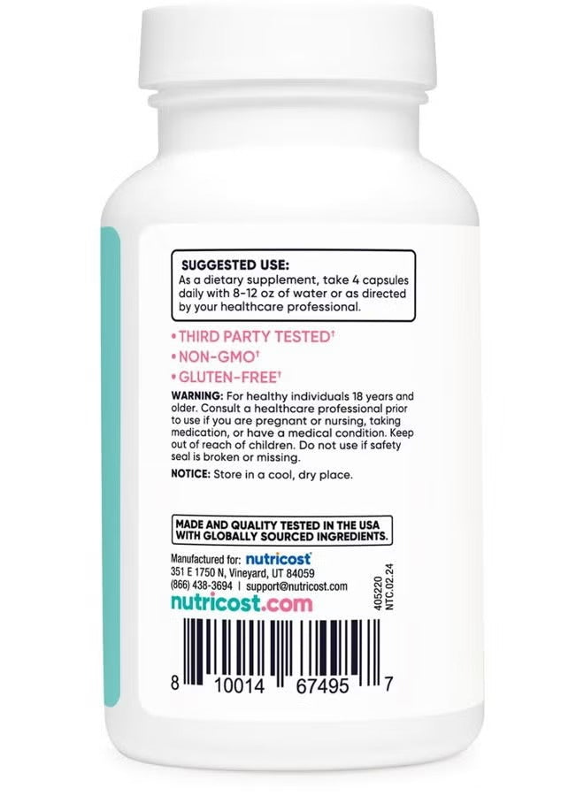 Nutricost Myo Inositol and D-Chiro Inositol Supplement Bottle with Suggested Use Instructions