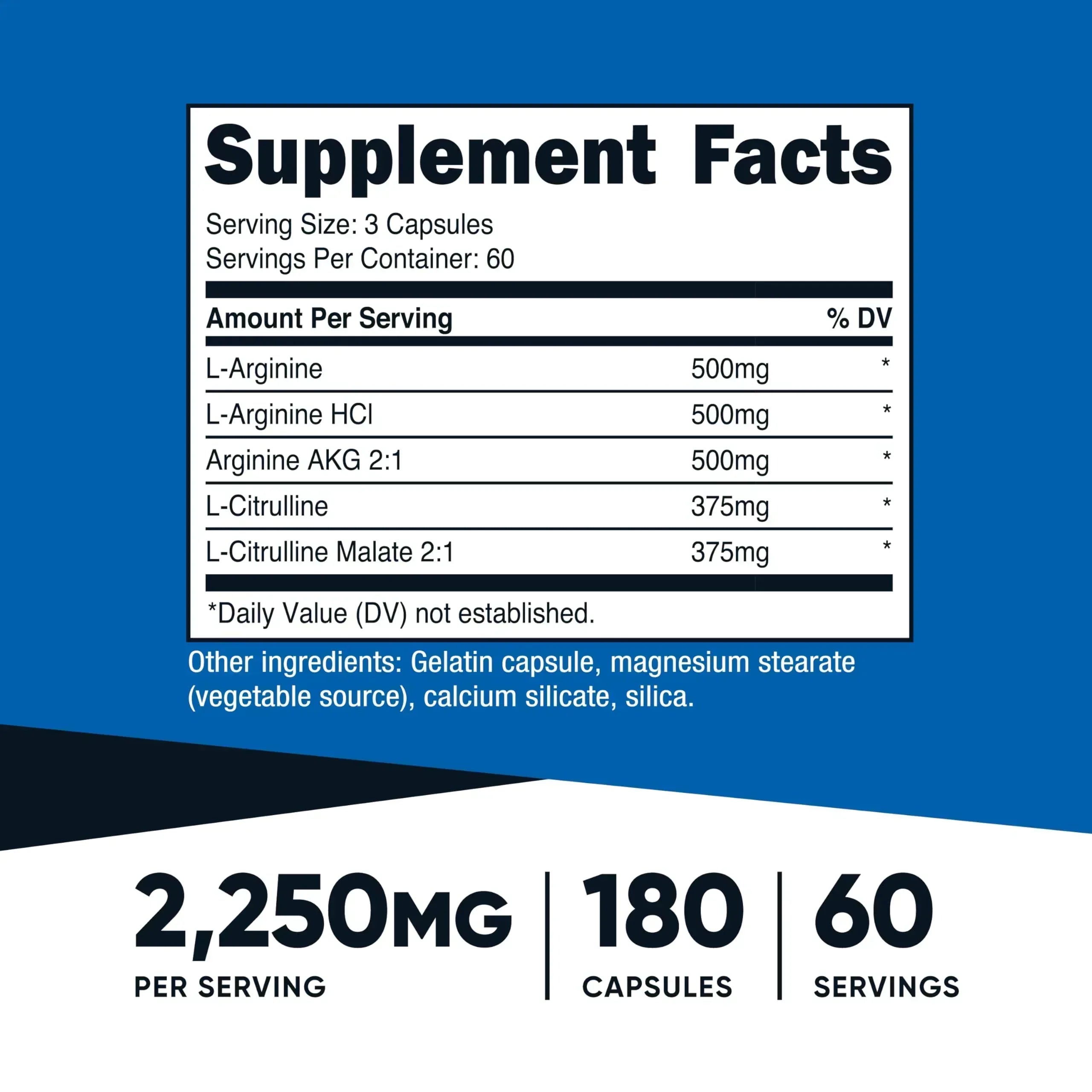 Nutricost Nitric Oxide Booster Supplement - 180 Capsules - Mumzar