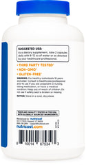Back label of Nutricost alpha lipoic acid supplement UAE bottle showing suggested use and non GMO gluten free badges