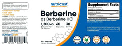 Nutricost Berberine HCl 1200mg Capsules - 60 Count - Mumzar