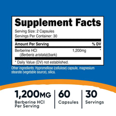 Nutricost Berberine HCl 1200mg Capsules - 60 Count - Mumzar