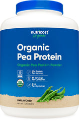 Nutricost Organic Pea Protein Powder 5 lb container with 20g protein per serving and USDA organic label