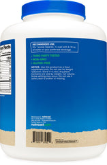 Nutricost Organic Pea Protein Powder in a large white tub with blue accents and nutrition facts on the side
