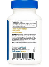 Probiotic supplement bottle back label with suggested use, warnings, and website