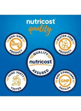 Probiotic supplement bottle back logo panel with quality and compliance badges