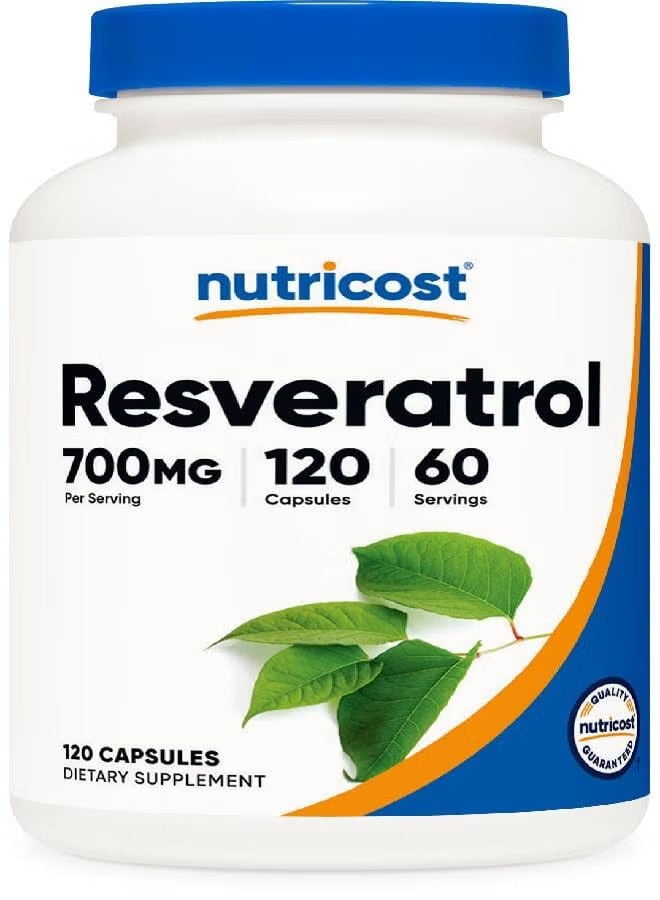 Nutricost Resveratrol Supplement 700mg in a 120-capsule bottle for dietary support