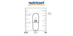 Nutricost TMG supplement 750mg capsule size comparison with ruler for dosage reference