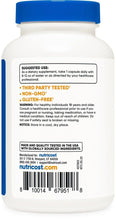 Nutricost back label with suggested use, third-party tested, and gluten-free on bottle