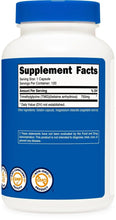Nutricost Supplement Facts label on white bottle with blue band and serving details