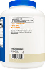 Nutricost Vanilla Whey Protein Powder UAE in a large container with nutritional information on the label