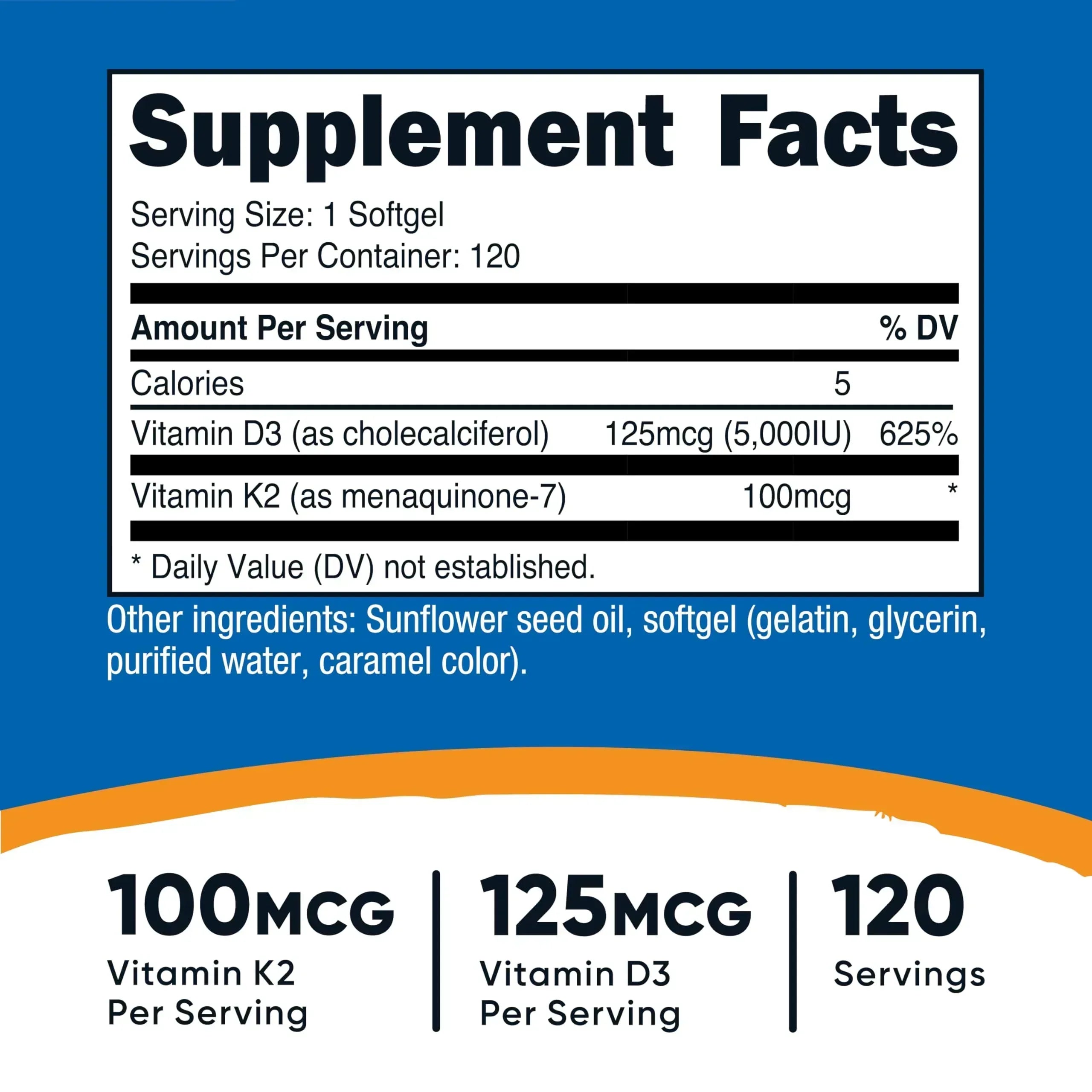 Nutricost Vitamin K2 MK7 and D3 Supplement 120 Softgel - Mumzar