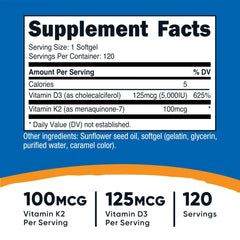 Nutricost Vitamin K2 MK7 and D3 Supplement 120 Softgel - Mumzar