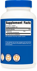 Nutricost white bottle showing Supplement Facts label listing Yohimbine HCl 5mg supplement per capsule