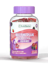 Biotin Plus biotin and vitamin C gummies bottle, purple cap