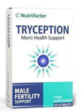 Nutrifactor Tryception male fertility supplement box, 3x10 tablets, white and blue