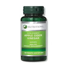 Nutritionl extra strength apple cider vinegar bottle, 100 tablets dietary supplement