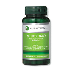 Nutritionl green bottle of men's daily multivitamin supplement 30 tablets for immune and heart support