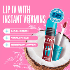 NYX Lip IV Hydrating Gloss Stain with coconut water, magnesium, and vitamin B12 for vibrant hydration