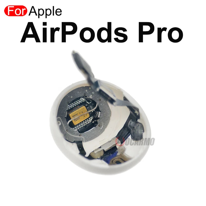 Mumzar AirPods Pro replacement top housing case showing internal speaker mesh circuit and hinge assembly