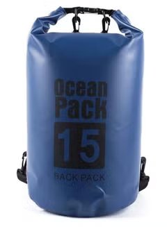 Huitich waterproof outdoor shoulder bag in blue with 15-liter capacity and roll-top closure