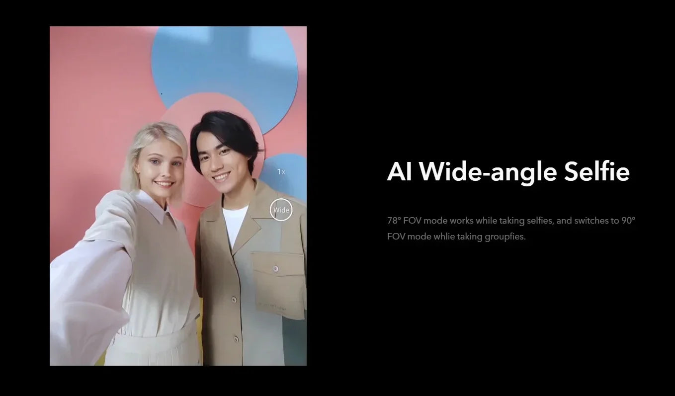 Two people taking a wide angle selfie showcasing HONOR 50 used smartphone AI wide angle selfie mode