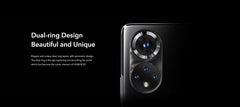 HONOR 50 used smartphone close up showing dual ring rear camera design on glossy black finish