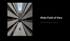 HONOR 50 used smartphone captures wide field of view atrium photo with converging lines and person in red coat