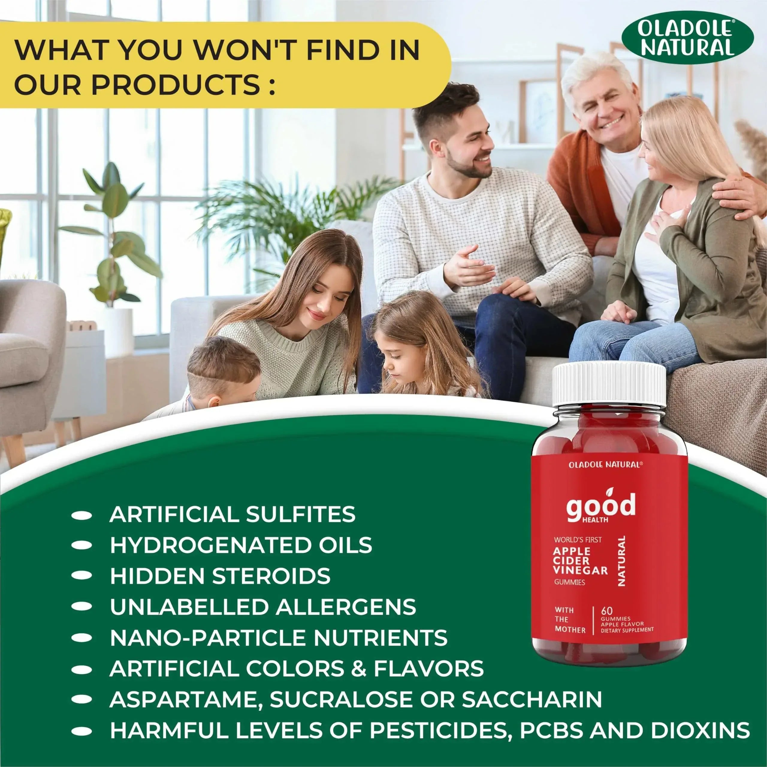 Oladole Natural Apple Cider Vinegar Gummies with Mother – 60 Gummies - Mumzar