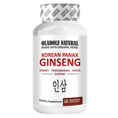 Oladole Natural Korean Panax Ginseng bottle 120 vegetarian capsules dietary supplement Korean red ginseng capsules UAE