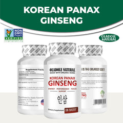 Oladole Natural Korean Panax Ginseng 120 vegetarian capsules dietary supplement Korean red ginseng capsules UAE