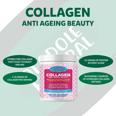 Oladole Natural Collagen Anti Ageing Beauty jar unflavored marine collagen peptides powder UAE with protein and collagen info