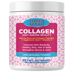 Oladole Natural Collagen anti ageing unflavoured powder jar with pink label marine collagen peptides powder UAE