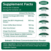 Supplement facts label for Oladole Natural Slimming Weight Loss capsules