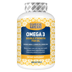 Oladole Natural omega-3 fish oil 2000mg softgels double strength bottle supports heart brain eye joint health