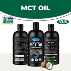Oladole Natural MCT Oil bottles with coconut illustration and Non GMO badge organic MCT oil UAE